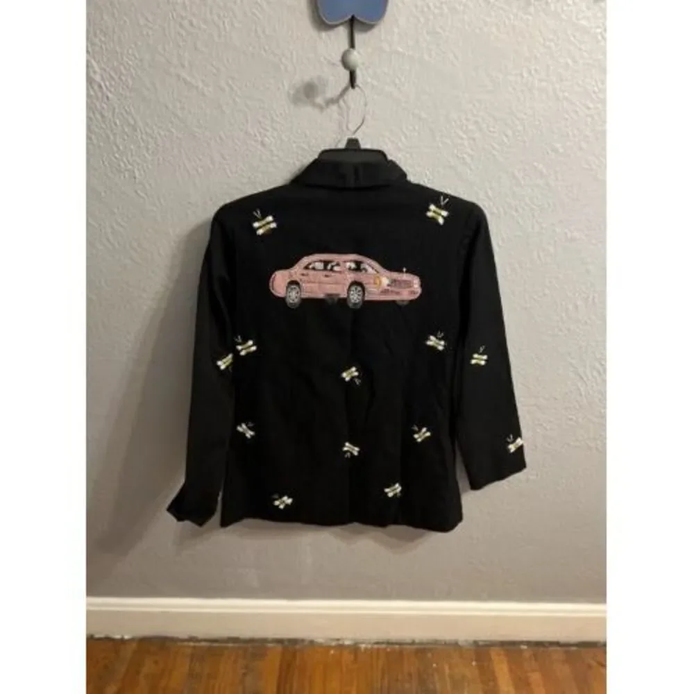 Anage Vintage Womens Black With Bee Sequins Jacket Blazer size small - Picture 6 of 9
